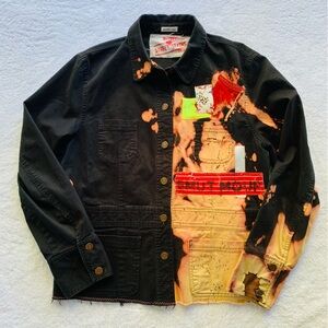 Street Stains Punk Rock Grunge Distressed Patchwork Lightweight Jacket | Medium